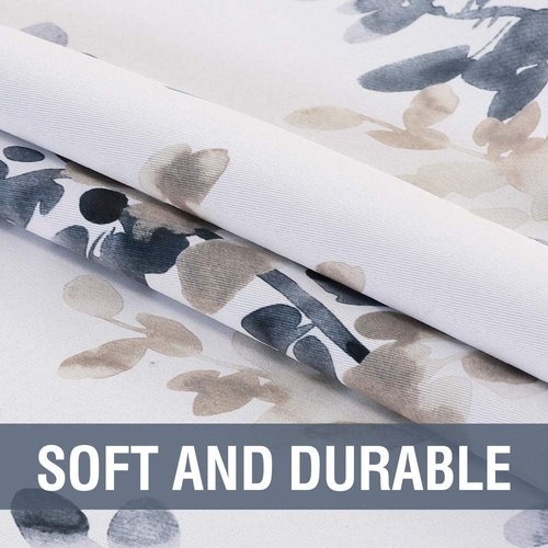 H.VERSAILTEX Blackout Curtains for Living Room Darkening Thermal Insulated Panels 84 Inch Long Light Blocking Grommet Curtains/Drapes, 2 Panels, Vintage Classical Floral Printing Bluestone and Taupe