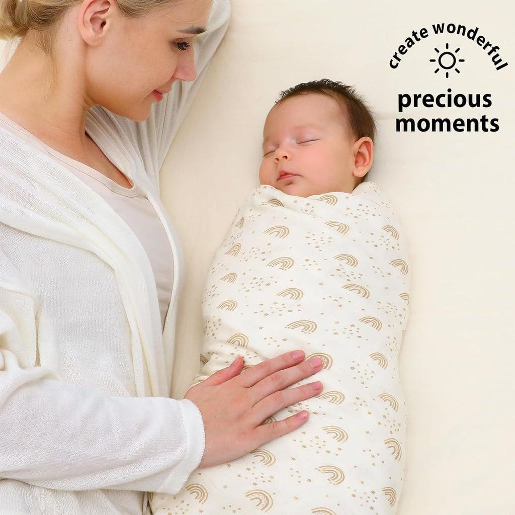 Yoofoss Muslin Swaddle Blankets - Organic 47 x 47 Inches Baby Receiving Blanket | Soft & Breathable for Newborns