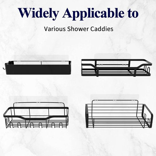 Kitsure Shower Caddy Adhesive Replacement - Strong Transparent Hooks for Bathroom Accessories | 2-Pack, X-Large