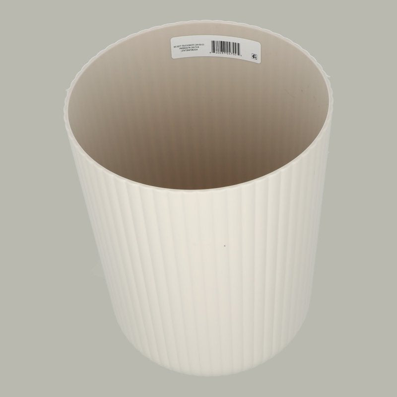 Ribbed Plastic Wastebasket - 1.64 Gallon Beige