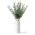 Shanranplus Vase with Greenery, 20pcs Artificial EucalyptusStems in White Vase, Boho Home Decor Plant, 19" Decorative Fake Plants for Home Farmhouse Mantle Centerpiece Decor