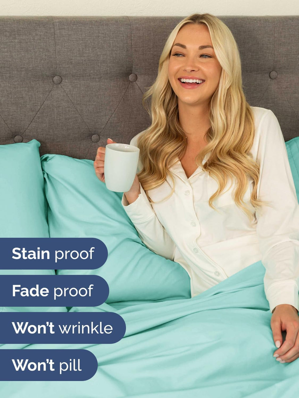 Skiennix Extra Deep Queen Sheet Set - 6 Piece Breathable Cooling Bedding - Soft Wrinkle-Free Spa Blue