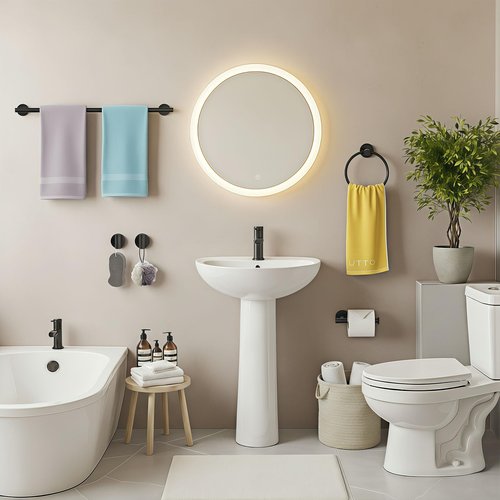 Twirobt 5-Piece Matte Black Bathroom Hardware Set, Towel Racks Set for Bathroom SUS304 Stainless Steel Toilet Paper Holder Wall Mounted, 24 Inch Modern Bathroom Accessories Kit
