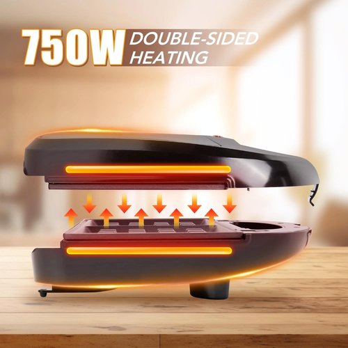 6 in 1 Waffle Maker, Sandwich Maker with Removable Plates, Donut Maker Dual-Sided Heating Non-Stick Plates, Walnut Cookie Maker, Multi Breakfast Maker for Grilled Cheese, Toast, Bread