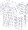 Regine Switzerland Mini Plastic Storage Containers - 24 Pack Clear Boxes with Hinged Lids & Labels for Crafts