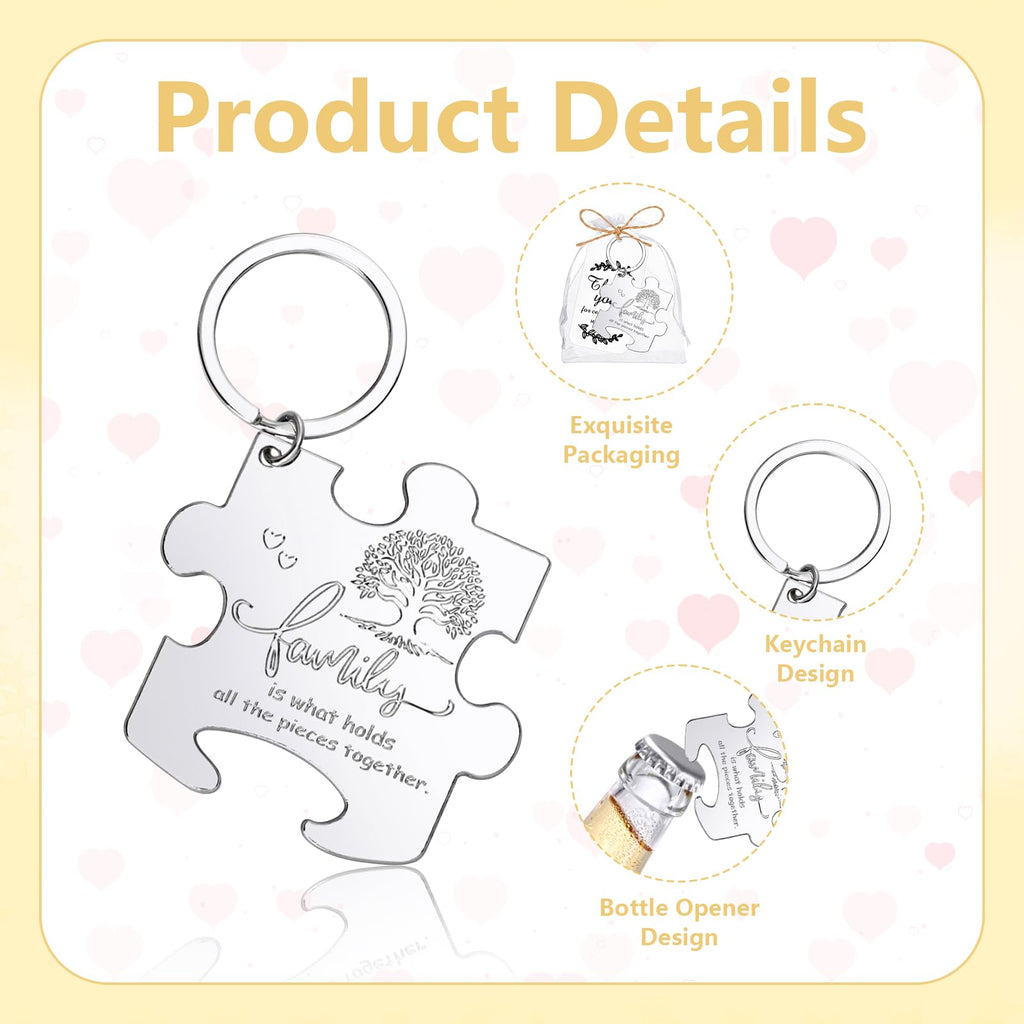 YKLIGTN 50Set Family Reunion Favors Family Tree Bottle Opener Keychain with Gift Bags and Thank You Card for Party Souvenir Gifts-Sliver