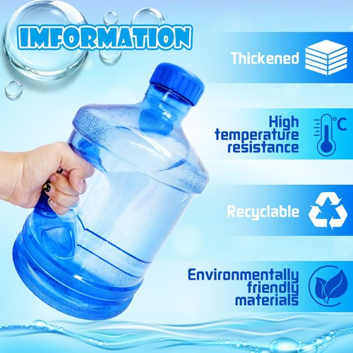 Alaeseje 2 Pieces Round Plastic Water Jug,1 Gallon Water Bottle with Handle and Screw Cap,Large Reusable Leak Proof Bottle for Camping,Outdoor Travel,Gym