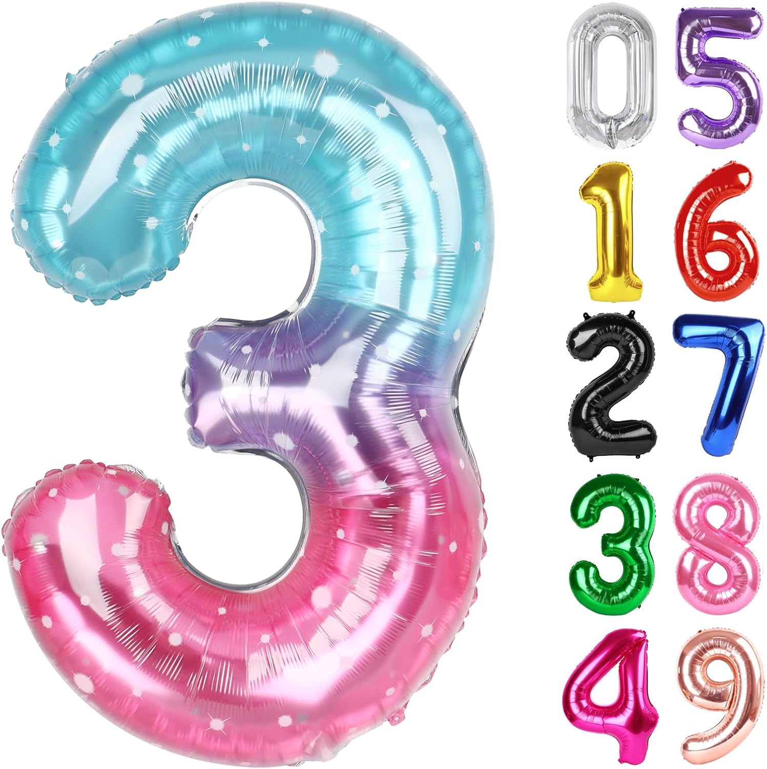 Starry Sky 40-Inch Number 3 Balloon - Perfect for 3rd Birthday Celebrations | Kids & Adults Party Decor