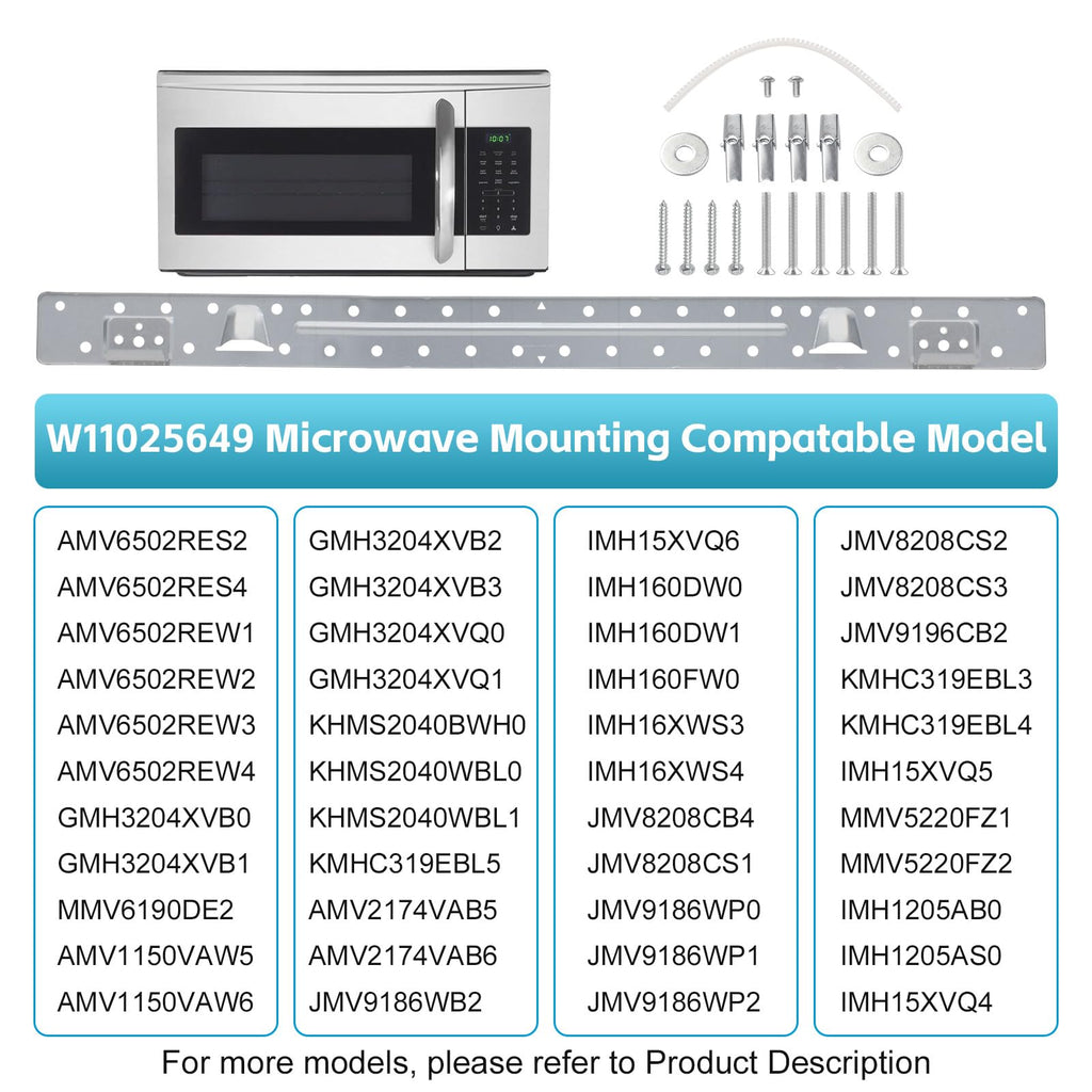 W10440498 W11025649 Microwave Mounting Plate Microwave Bracket Wall Mount Bracket Replacement for Whirlpool Amana Maytag Microwave Bracket Replaces AP6245752 PS12074431 W10821385, Length 29.6 in
