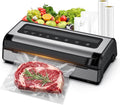 Automatic Food Vacuum Sealer Machine - 180W Kitchen Sealer with Hands-Free Suction & Built-in Cutter | Includes 2 Rolls & 10 Bags