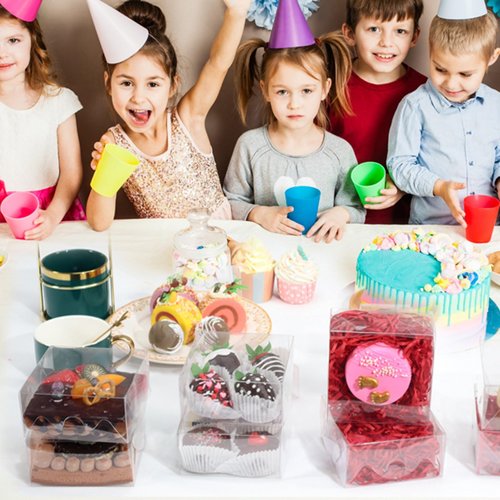JCXGRVC 20pcs 4x4x2 Inch Plastic Clear Plastic Boxes Bakery Boxes Cookies Boxes Dount Boxes Soap Boxes Truffle Boxes Browine Cake Boxes Chocolate Covered Strawberries BoxesTreat Boxes