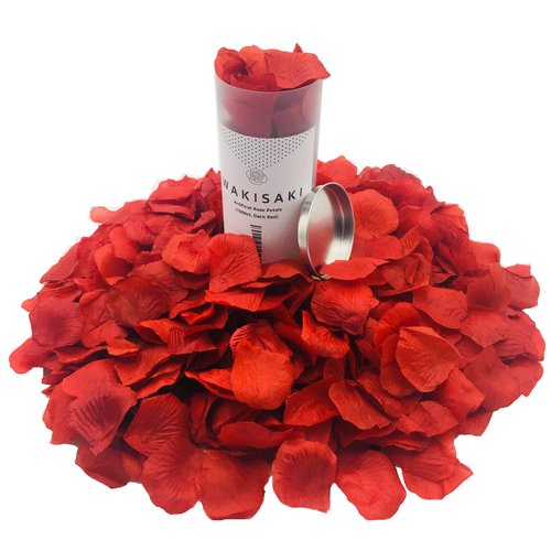 (Pre-Separated, Scented) WAKISAKI Artificial Silk Rose Petals for Wedding Flower Petals for Romantic Special Night, for Proposal, Anniversary (1,000 PCS, Dark Red)