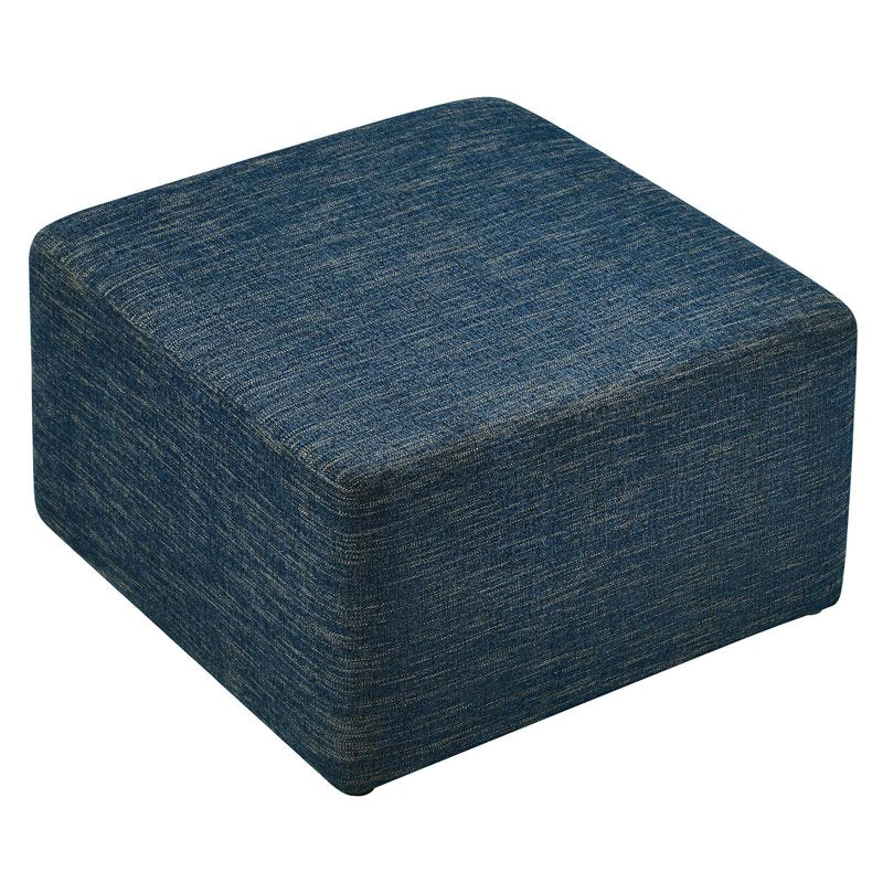 28" Square Upholstered Ottoman with Woven Heathered Fabric