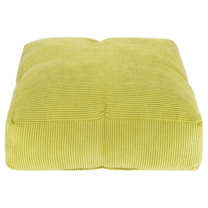 Green Silk Floor Cushion - Ribbed Corduroy Decorative Pillow 20x20x6 Inches