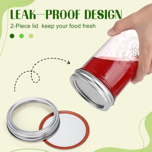 Anwoi Mason Jars 24 oz Wide Mouth with Measurement Marks–12Pack Glass Canning Jars with Airtight Leakproof Lids & Bands, BPA-Free for Meal Prep, Fermentation, Pickling & Storage (clear 12pack 24oz)