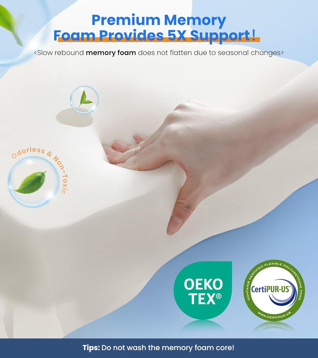 Skiennix Ultra Pain Relief Cooling Pillow - Adjustable Ergonomic Memory Foam for Neck Support | Cozy & Odorless