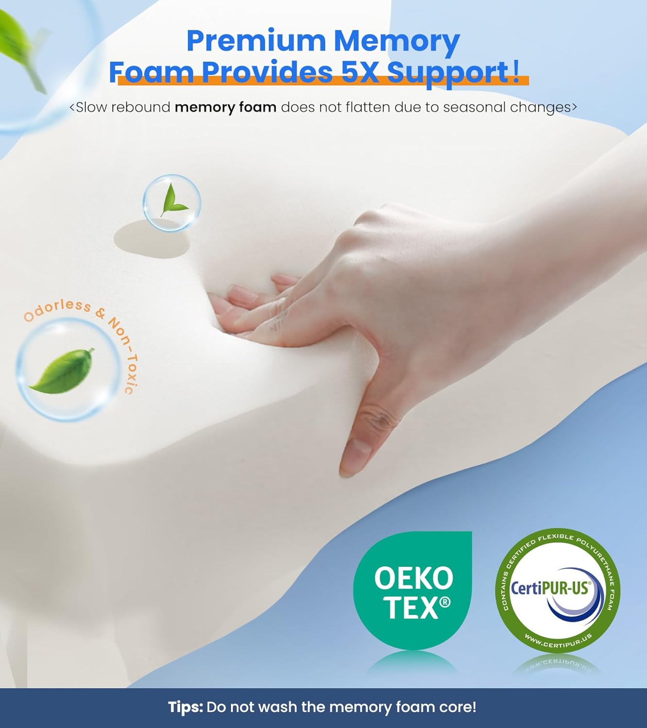 Skiennix Ultra Pain Relief Cooling Pillow - Adjustable Ergonomic Memory Foam for Neck Support | Cozy & Odorless