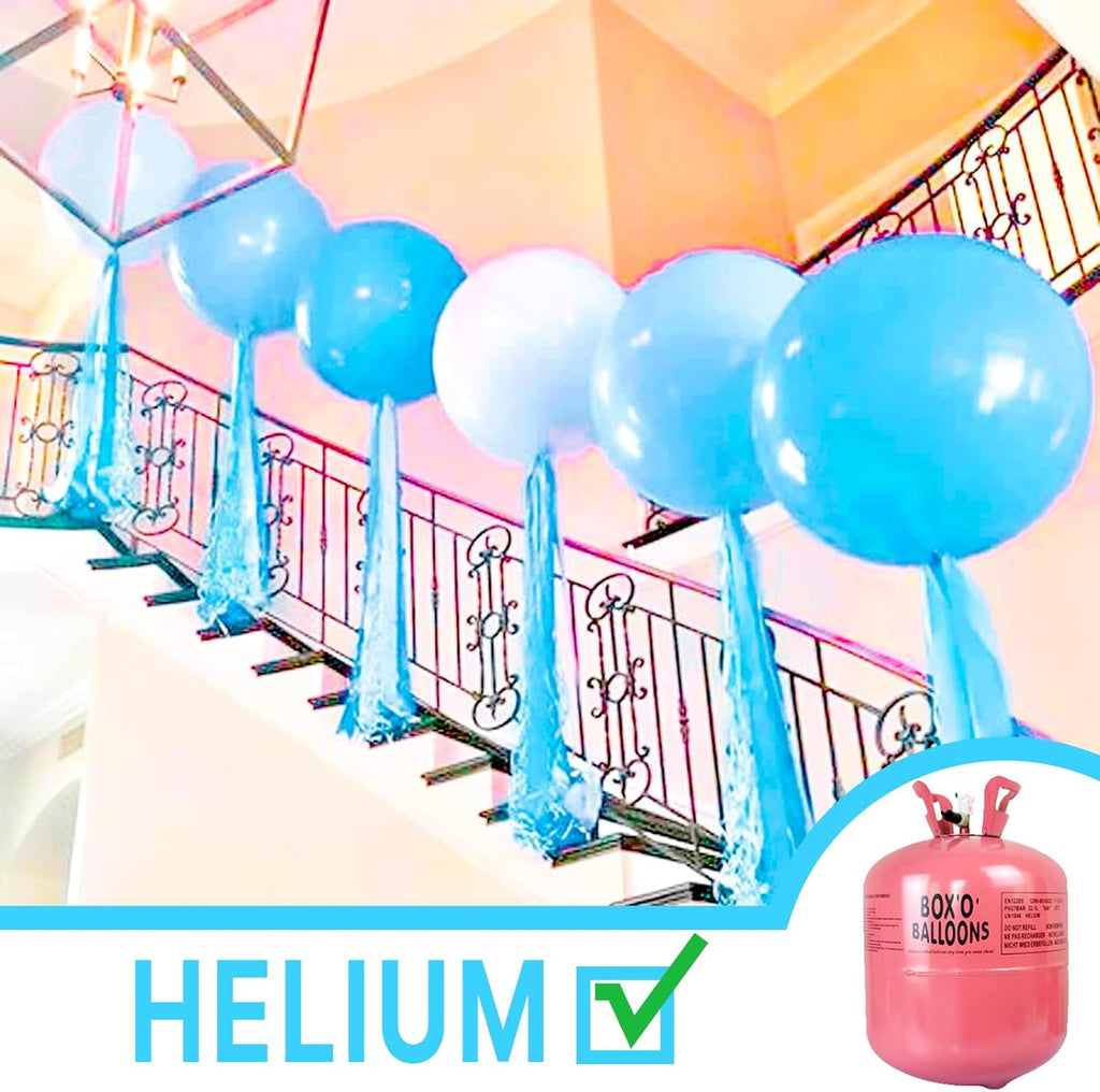 PartyWoo Light Blue Balloons - 36 Inch Pastel Latex Helium Balloons for Baby Showers & Celebrations