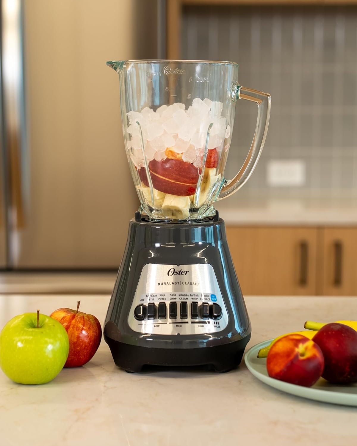 Oster® Classic Series 8-Speed Blender - Versatile 6-Cup Glass Jar - Sleek Gray Design