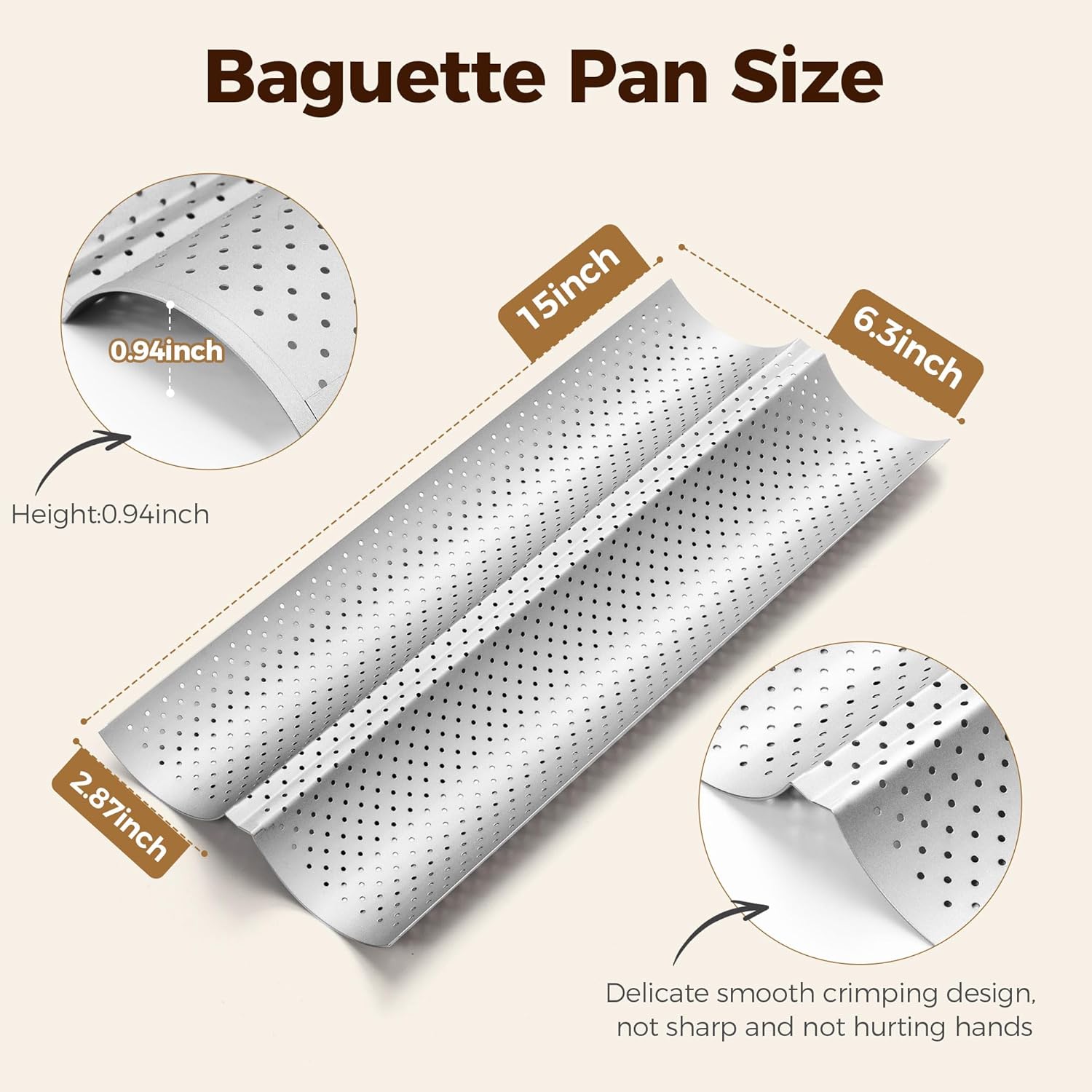 Yupjlia Baguette Bread Pan - Premium Nonstick Perforated Baking Tray for 2 Loaves | Perfect for Sourdough & Italian Bread