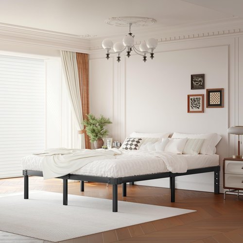 ZIYOO 14 Inch King Size Metal Platform Bed Frame with Heavy-Duty Steel Slat Support, No Box Spring Needed, Under Bed Storage Space, Easy Assembly, Noise-Free, Sturdy & Durable, Black