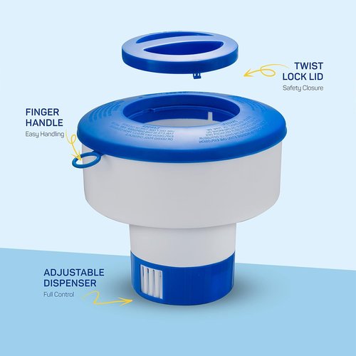 Floating Chlorine Dispenser - Skiennix Pool Chlorine Floater with Adjustable Flow Vents | 7-Inch Diameter, 3-Tablet Capacity