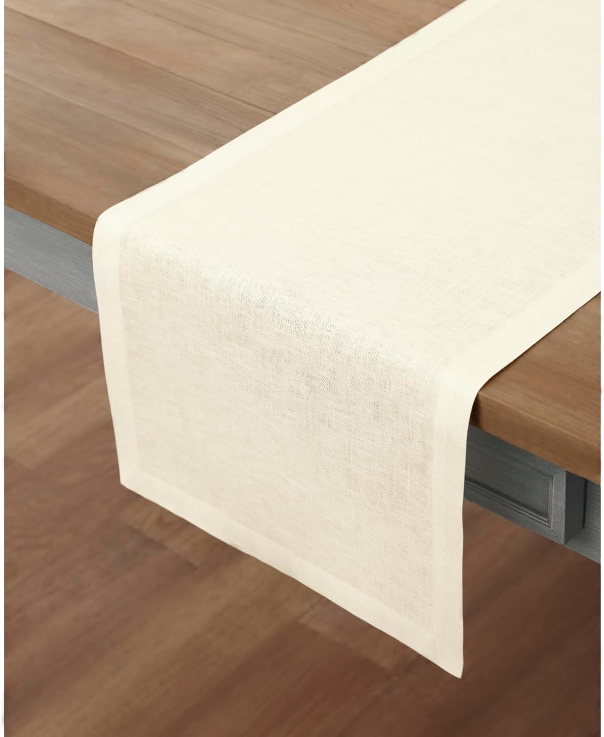 Solino Home Ivory Table Runner - 100% Pure Linen, 14 x 90 Inches for Dining & Special Occasions