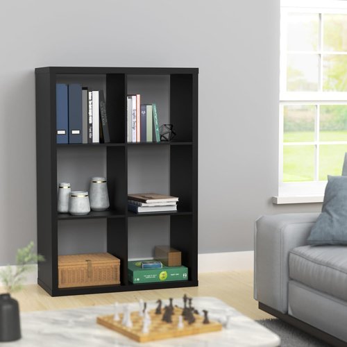 ClosetMaid 6-Cube Storage Shelf Organizer - Versatile Open Back Design, Easy Assembly, Black Wood Finish
