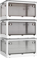 Stackable Storage Bins by [Brand Name] - 50-Liter Collapsible Organizers with Lids & Wheels | Ideal for Outdoor Camping, White