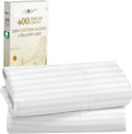 California Design Den King Size Pillowcase Set - 400 Thread Count, 100% Cotton Sateen, Soft & Breathable | Striped Bright White