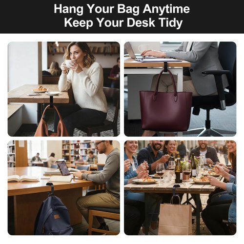 Gelobo 2 PCS Purse Hook for Table Heavy Duty, Bag Hanger for Table, Classroom, Office, Travel, Multi-Use Portable Bag Hook for Desk, Headphone, Key, Backpack, Office Table Accessories