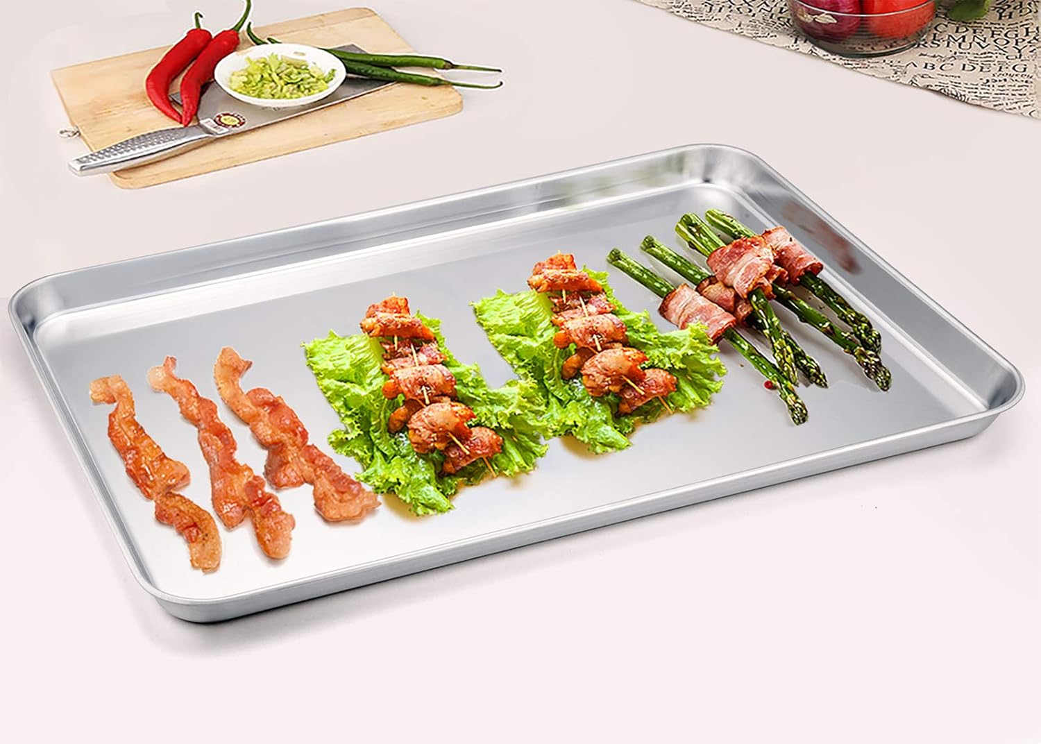 TeamFar Baking Sheet Set - Heavy Duty Stainless Steel Cookie Sheets | Non-Toxic, Dishwasher Safe, 20" x 14" - 2 Pieces