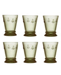 La Rochere Napoleon Bee Olive Green Tumbler Set of 6 – La Rochere Bee Glassware Sets – Fancy Glassware Drinking Glasses (10 oz)