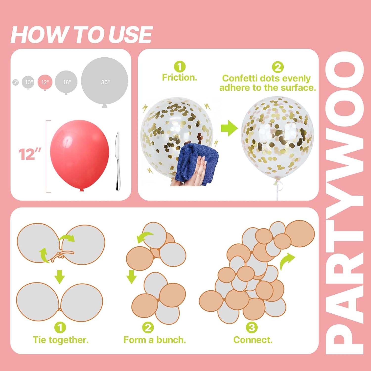 PartyWoo Pastel Rainbow Balloons - 66pcs 12 Inch Latex for Baby Showers, Gender Reveals & Parties