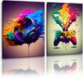 XOIHUR Gamepad Wall Art - Colorful Graffiti Gaming Decor | 2-Piece Set, 16x24 Inch Unframed Prints