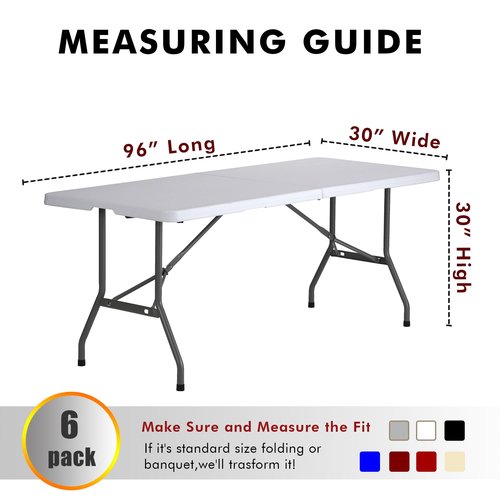Nasitos 6 Pack Black Tablecloth for 8FT Trade Show Table Covers-Open Back Folding Tablecloths Washable Fabric and Wrinkle Resistant Table Covers for Craft Show, Display Table, Parties, Birthday