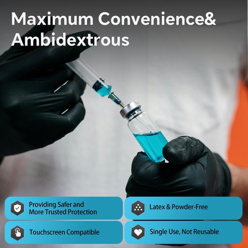 UYKKE Nitrile Gloves Disposable Latex Rubber Cooking Black Gloves Nitrile Gloves Large Black Latex Glove Disposable Latex Cooking Rubber HEAVY DUTY 6 Mil Glove