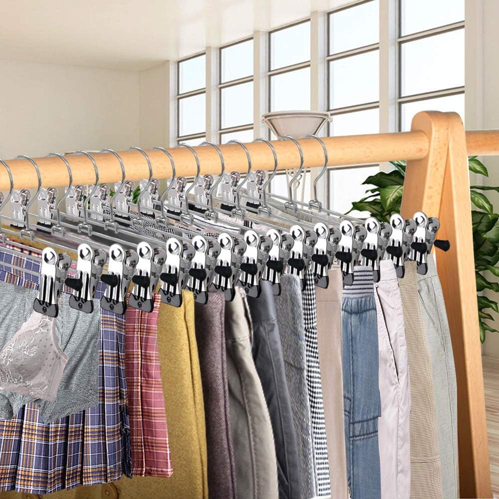 Northern Brothers Heavy-Duty Pants Hangers with Clips - Adjustable 20-Pack for Space-Saving Closet Organization