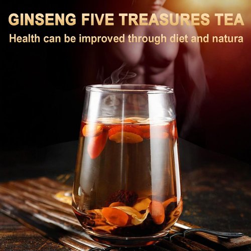Tealth Ginseng Five Treasures Tea - Kidney Tea Formula 6 Precious Ingredients Formula Natural Organic Kidney Cleanse Detox Chinese Herbal Teafor Women & Men(1 Pack/30 Bags)