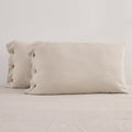 ATLINIA Linen Pillow Cases Standard Size - 20"x 26" Pillowcase Set of 2, Button Closure Cooling Breathable Pillow Cover, Bed Flax Linen Cotton Blend Farmhouse Netural Pillow Sham Linen Color