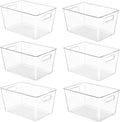 YIHONG Clear Pantry Organizer Bins - 6 Pack Plastic Containers with Handles for Kitchen & Bathroom Storage