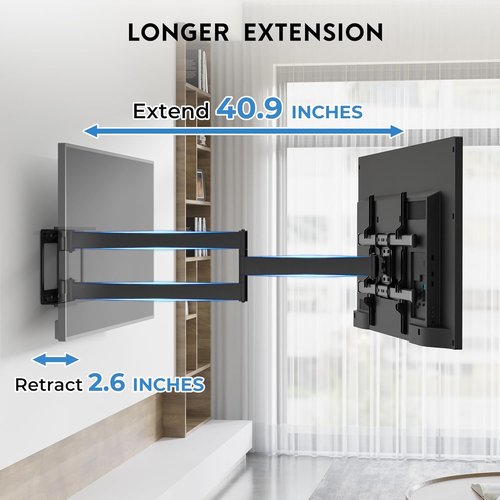 BONTEC Corner TV Wall Mount - Full Motion Dual Arm Bracket for 32-75 Inch TVs, 132 lbs Capacity, 40.9” Extension