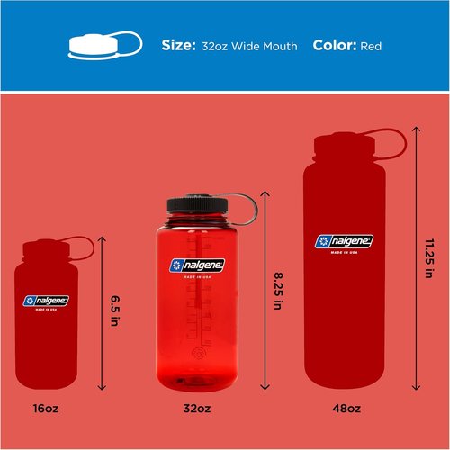 Nalgene 32 oz Wide Mouth Water Bottle - BPA-Free, Durable & Leak-Proof for Hiking, Gym & Travel