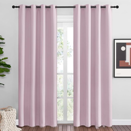 NICETOWN Baby Pink Blackout Curtains - Thermal Insulated 86-Inch Long Drapes for Large Windows | 2 Panels, 55" Wide