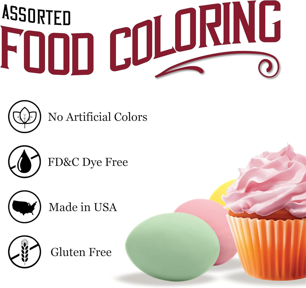 Watkins Food Coloring Set - Assorted Red, Yellow, Green, Blue | 4 x 0.3 oz Bottles