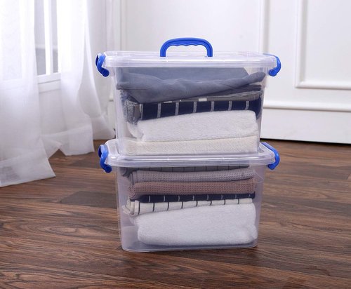 Clear Storage Box - 6-Pack 7 Quart Plastic Latch Bins with Handle | Versatile 6.5 Liter Containers