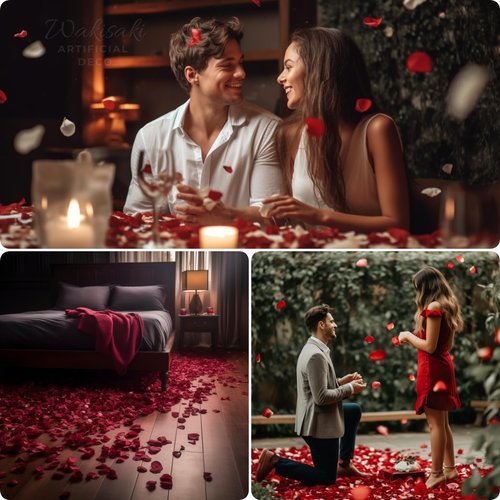 (Pre-Separated, Scented) WAKISAKI Artificial Silk Rose Petals for Wedding Flower Petals for Romantic Special Night, for Proposal, Anniversary (1,000 PCS, Dark Red)