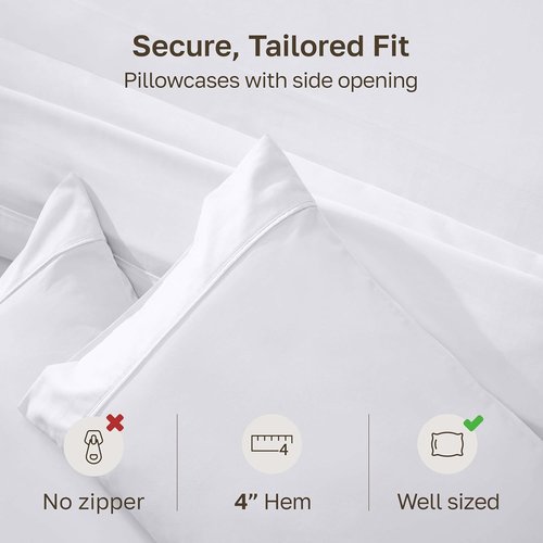 California Design Den King Size Pillowcase Set - 400 Thread Count 100% Cotton Sateen | Soft, Breathable Bright White - Set of 2
