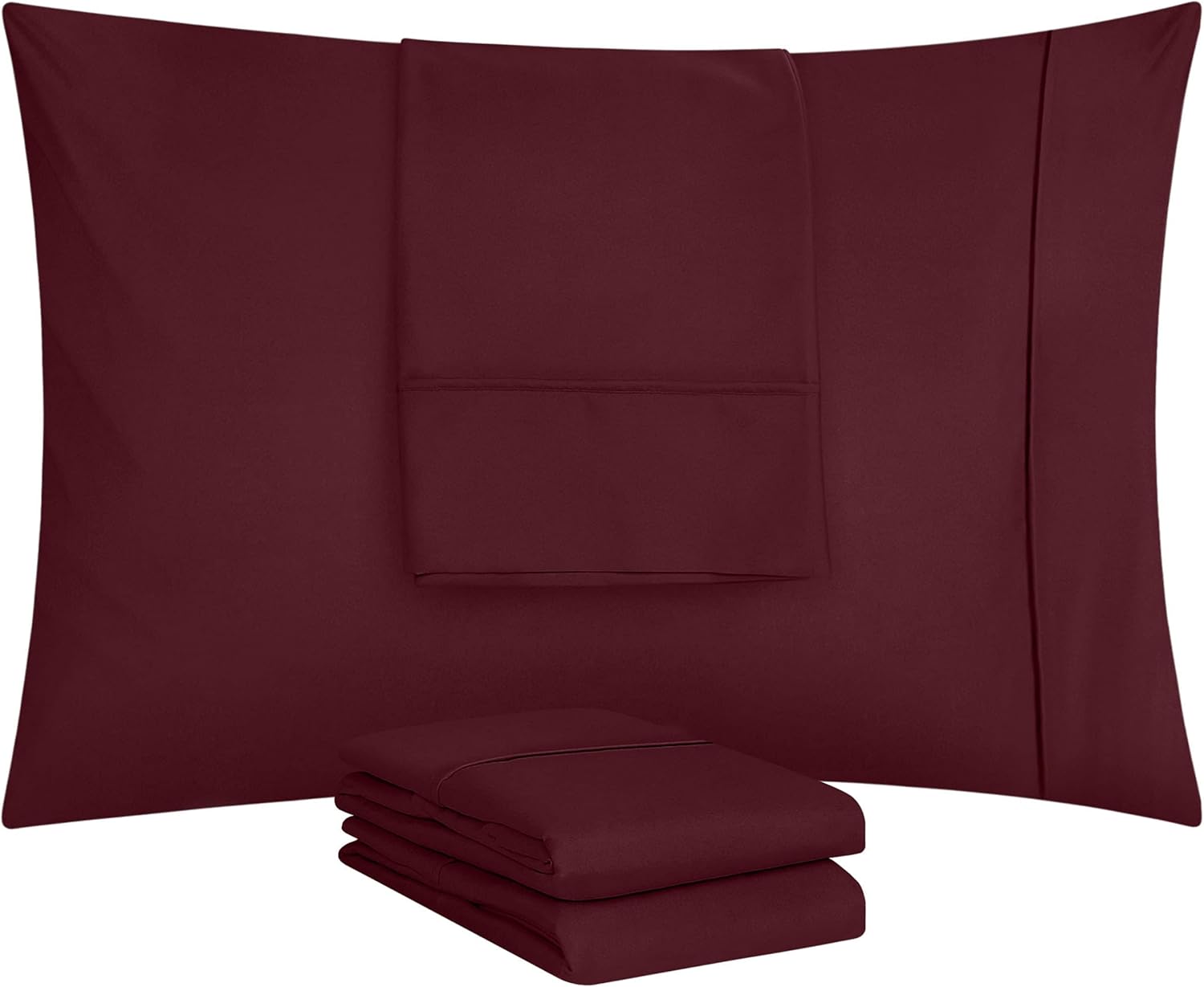 Utopia Bedding Standard Pillow Cases - Soft Brushed Microfiber - 4 Pack, 20 x 26 Inches, Burgundy