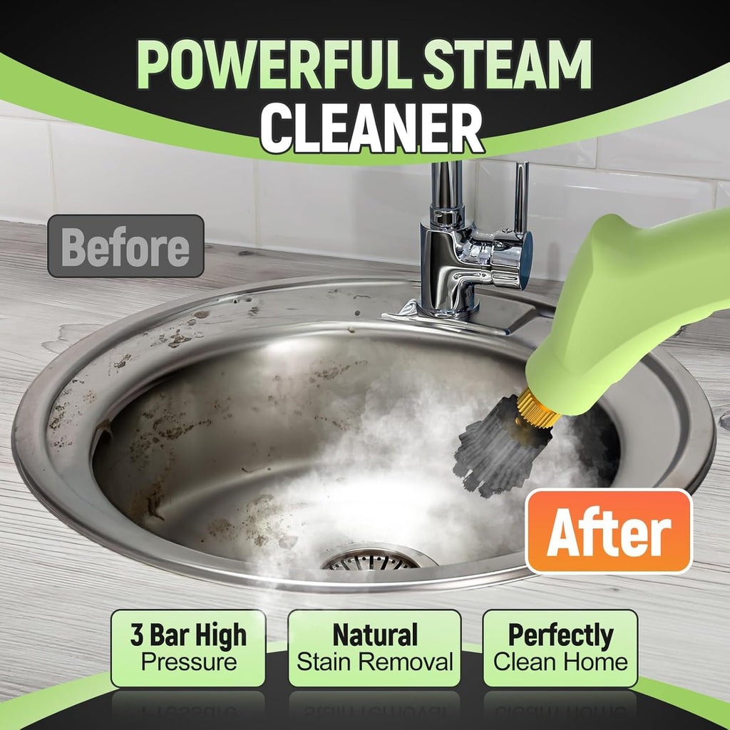 Skiennix 10-in-1 Steam Cleaner - High Temperature & Pressure, Fast Heating, 37.19oz Tank for Home & Car Cleaning
